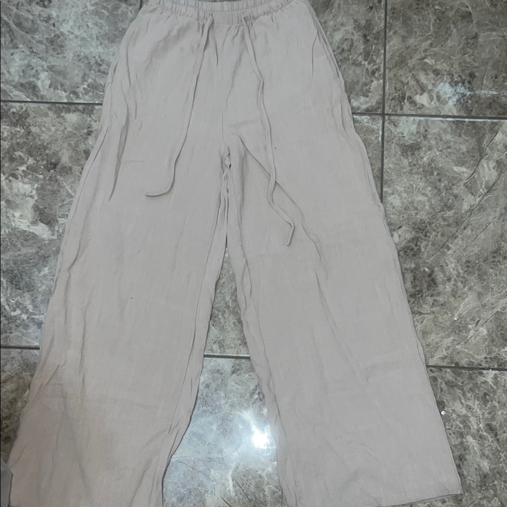 Light Beige-khaki Wide-Leg Pants